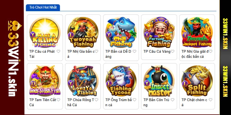 Bắn cá 33WIN đa dạng trò chơi